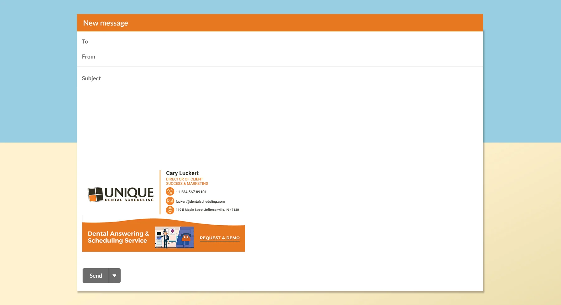 Unique dental scheduling email signature