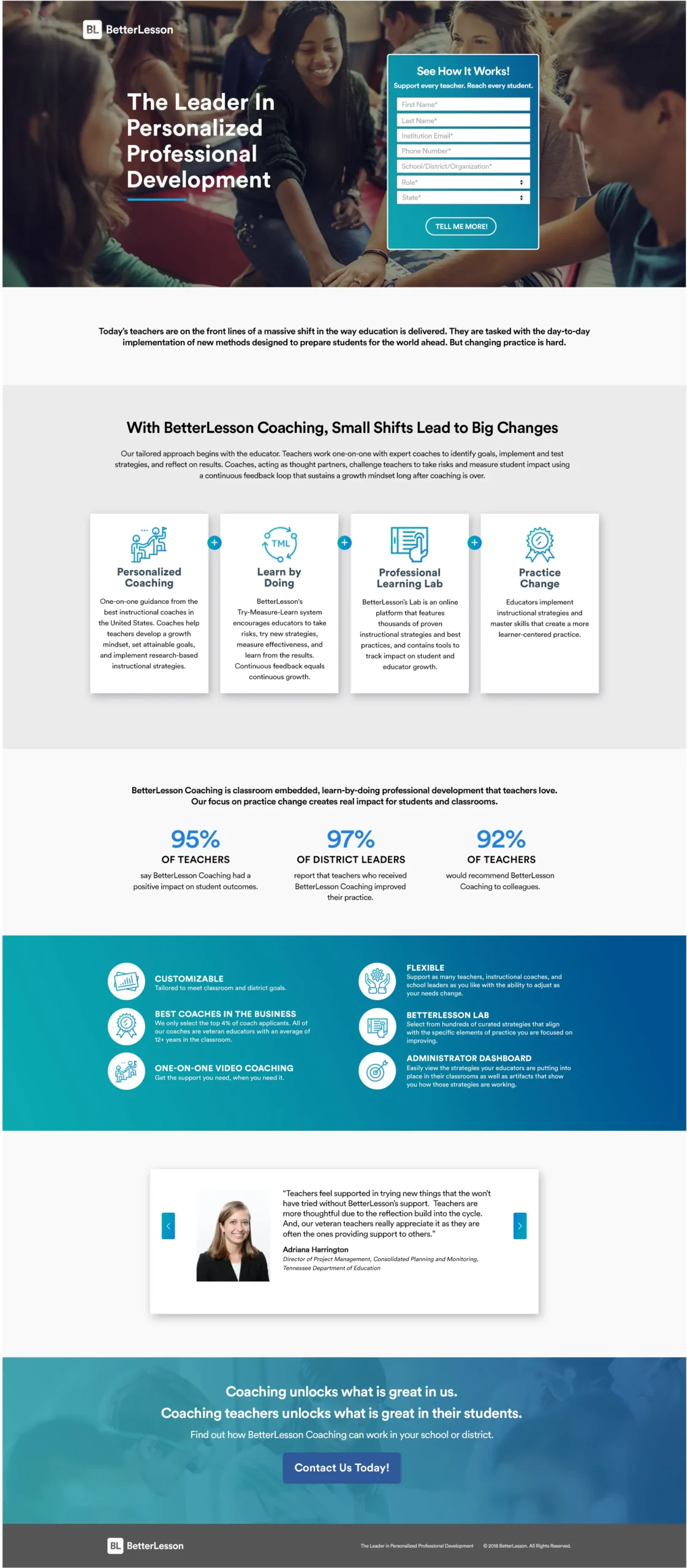 Better Lesson Landingpage