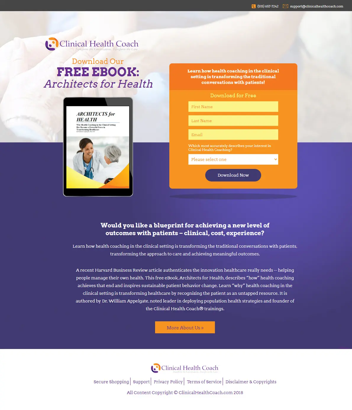 Clinical Health Coach Landingpage