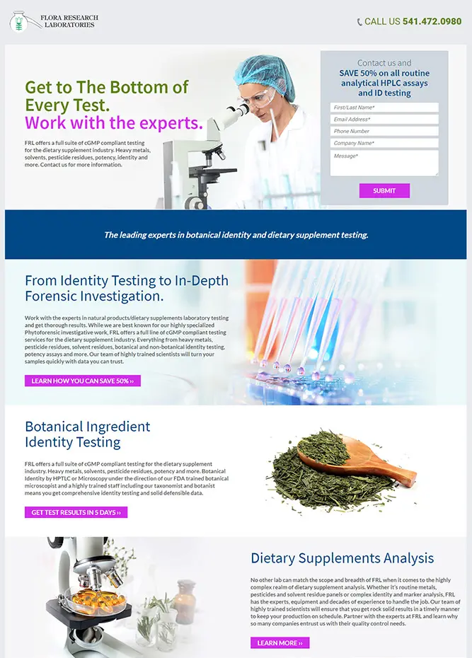Flora Research Landing Page Design