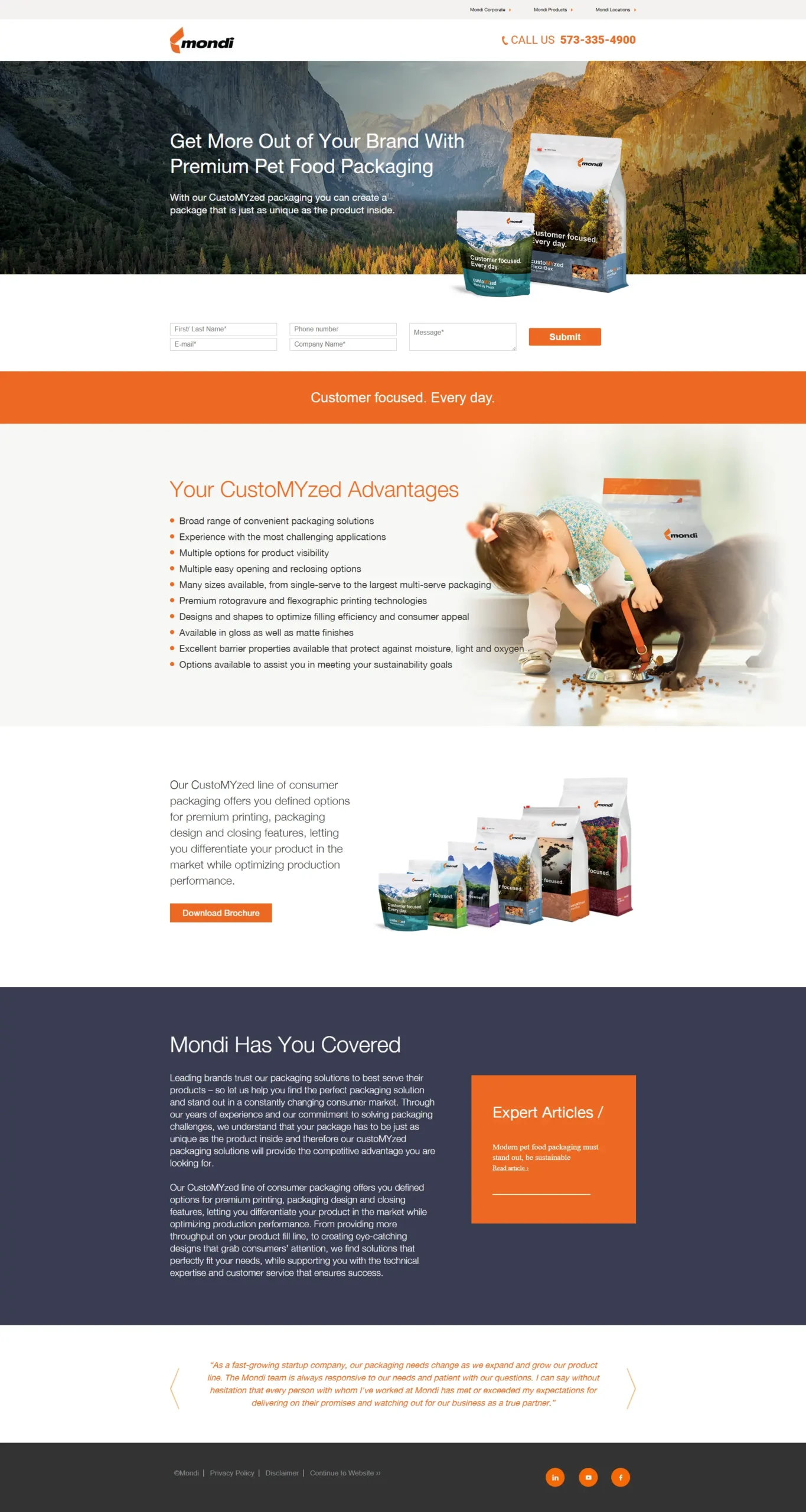 Mondi Landing Page Design